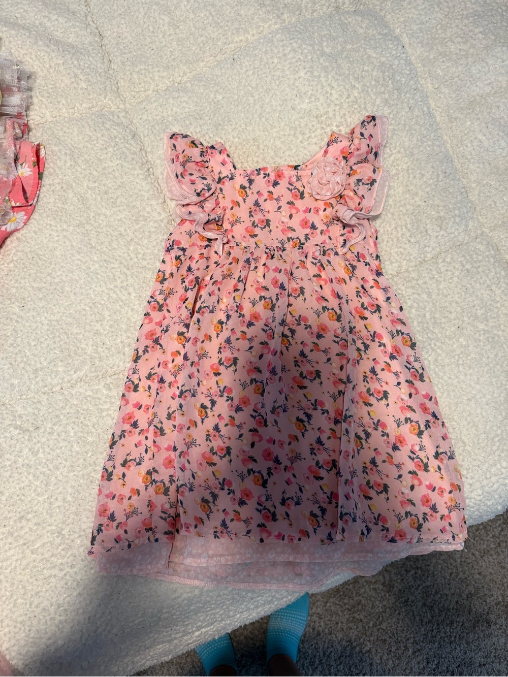 healthtex Pink Floral Flutter Sleeve Dress